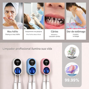 Caixa Esterilizadora De Escova De Dentes uv-Secador De Com Abertura Por Indução Recarregável De 1800mah