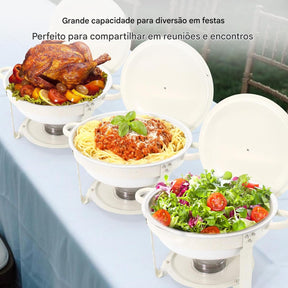 Pratos de fricção para buffet, 2 unidades, aquecedores de alimentos de 5 litros com panelas revestidas de maifanite, conjunto de chafer de aço inoxidável para festas, casamento, aniversário, catering