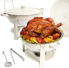 Pratos de fricção para buffet, 2 unidades, aquecedores de alimentos de 5 litros com panelas revestidas de maifanite, conjunto de chafer de aço inoxidável para festas, casamento, aniversário, catering