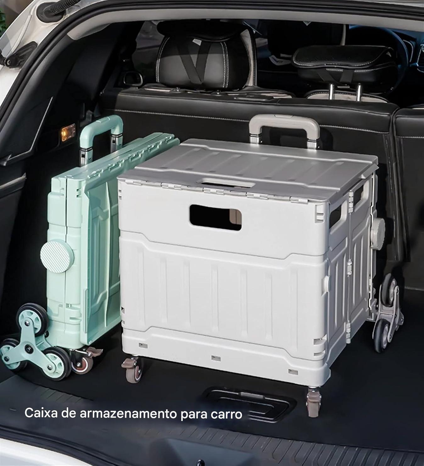 Carrinho de Compras Dobrável Prático 75L, 8 Rodas, Rodinhas de Escada, Multifuncional