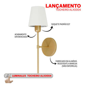 Arandela Luminalux Cúpula E27 Alx0004 Cabeceira Quarto Casa
