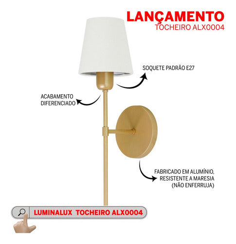 Arandela Luminalux Cúpula E27 Alx0004 Cabeceira Quarto Casa